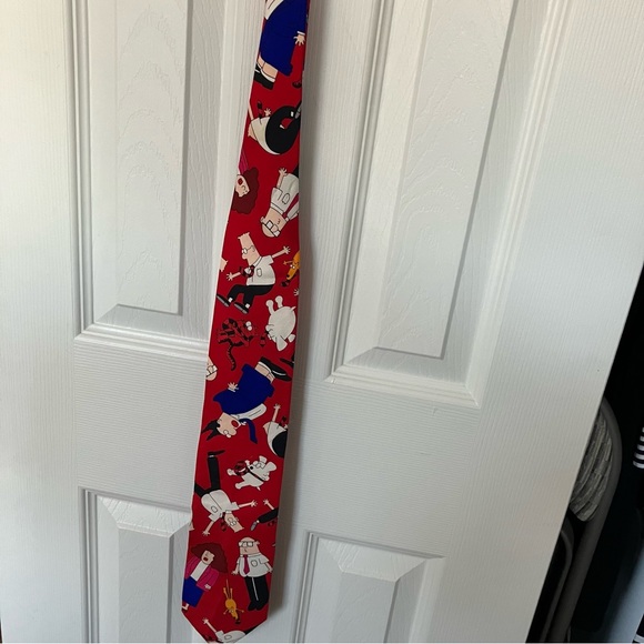 Dilbert Comic Print Red Men’s Silk Necktie - Picture 2 of 4